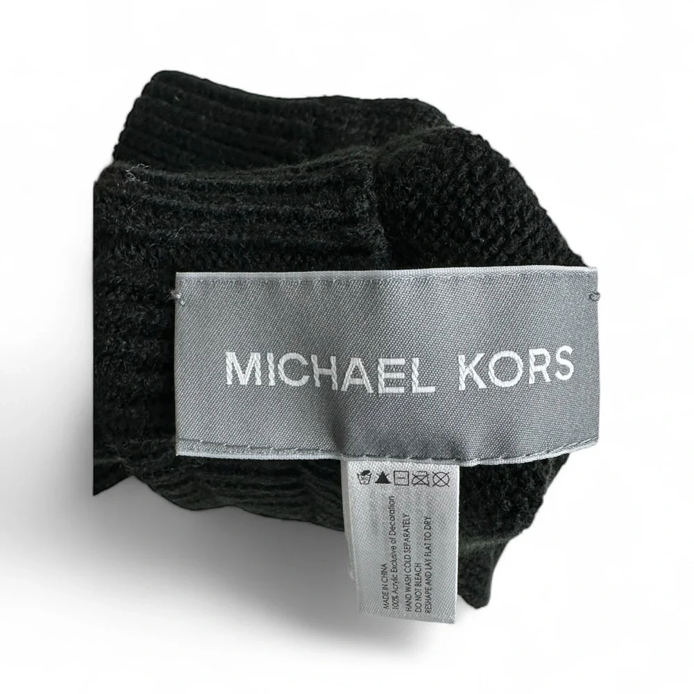 Michael Kors Women's Black Knot Cuffed Signature Patch Gloves OS New!